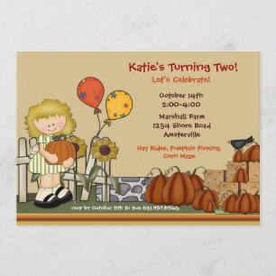 Pumpkin Patch Birthday Flickinbjudan Inbjudningar