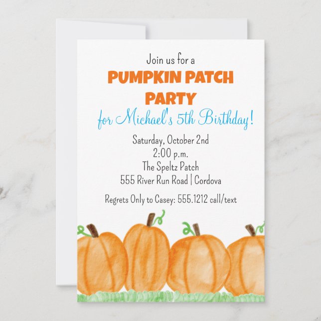 Pumpkin Patch Birthday-inbjudan Inbjudningar (Framsida)