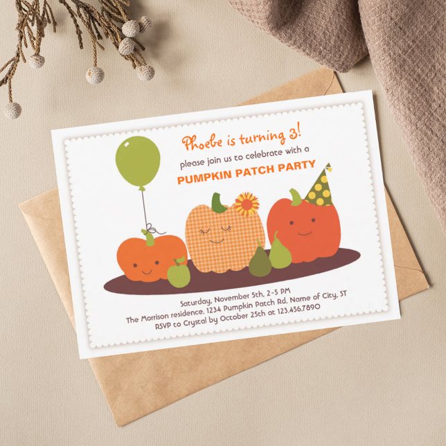 Pumpkin Patch Birthday-inbjudan Inbjudningar (Skapare uppladdad)