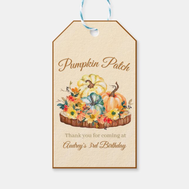 Pumpkin Patch Birthday Presentetikett (Framsidan)
