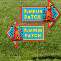 Pumpkin Patch Colorful Arrow Ground Sign