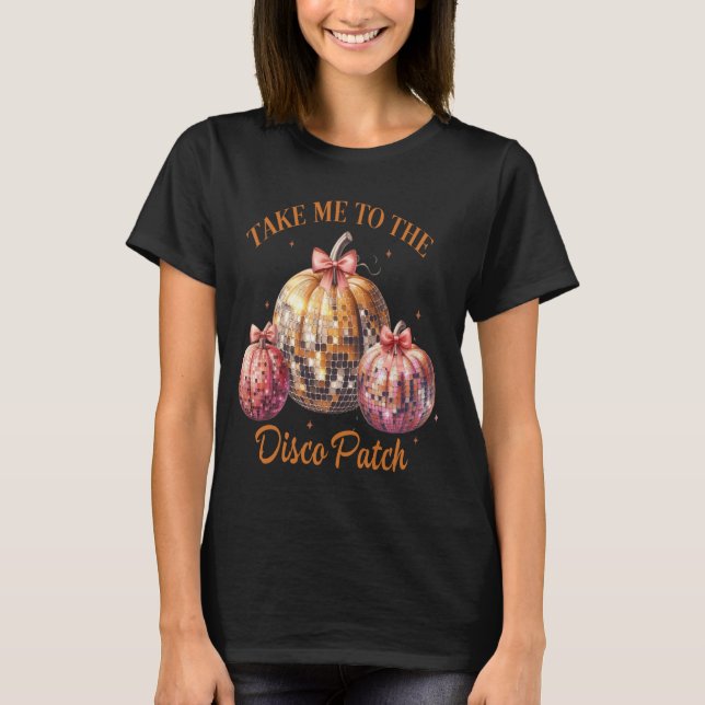 Pumpkin Patch Coquette Disco Boll Disco Patch Autu T Shirt (Framsida)