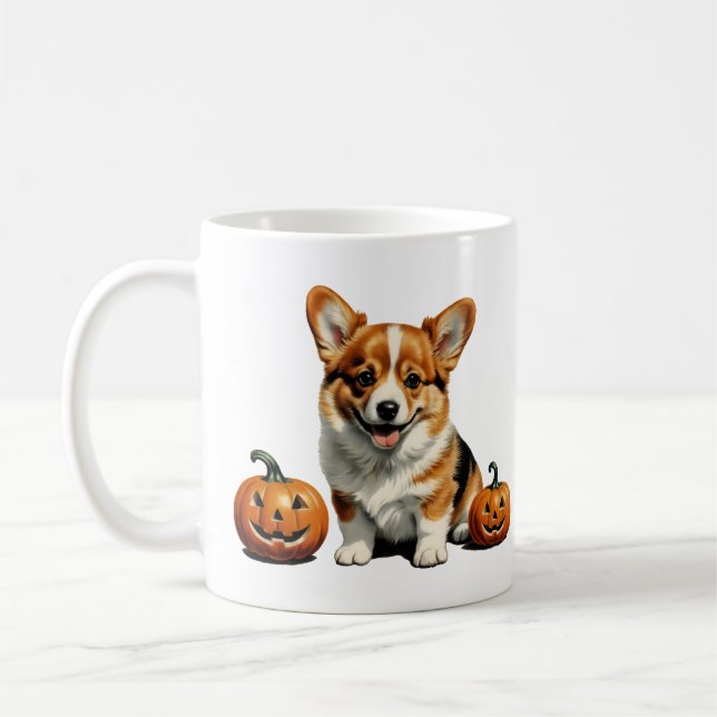 Pumpkin Patch Corgi Kaffemugg (Vänster)
