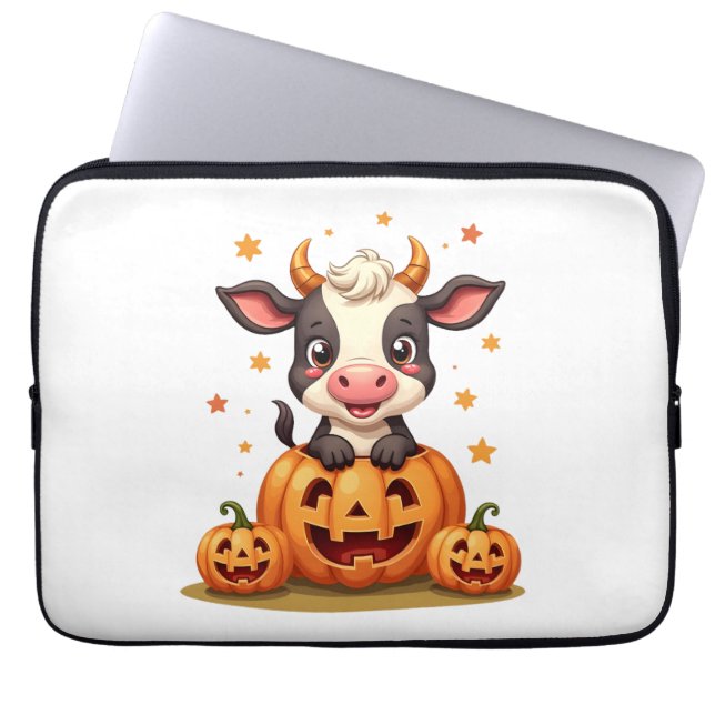 Pumpkin Patch Cow Laptop Fodral (Framsidan)