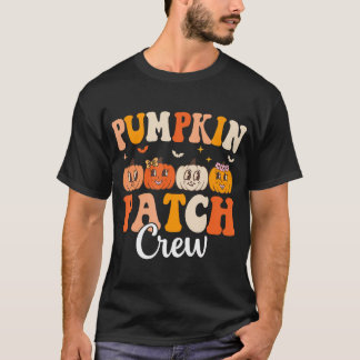 Pumpkin Patch Crew Matching Family Groovy Fall T Shirt