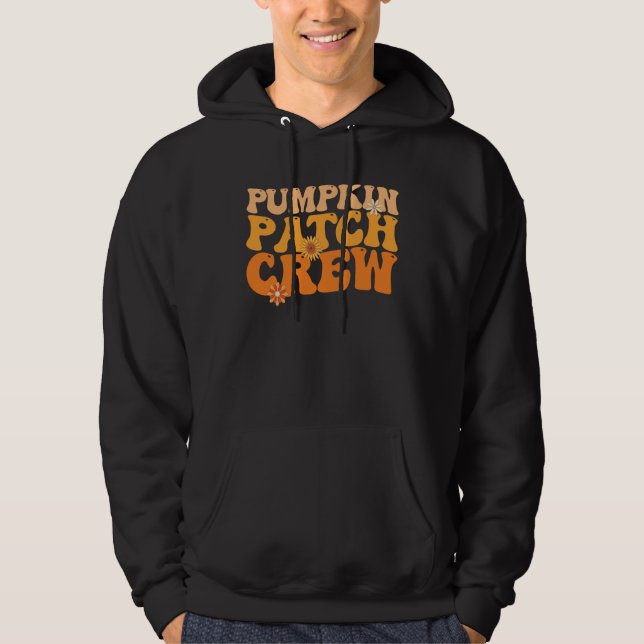 Pumpkin Patch Crew Retro Groovy Fall Hösten Hoodie (Framsida)