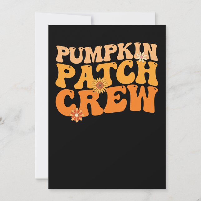 Pumpkin Patch Crew Retro Groovy Fall Hösten Inbjudningar (Framsida)