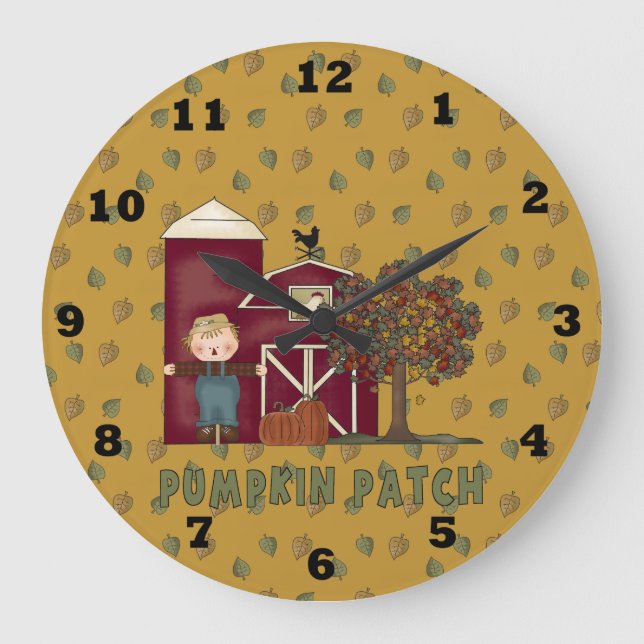 Pumpkin Patch Fall Clock Stor Klocka (Framsida)