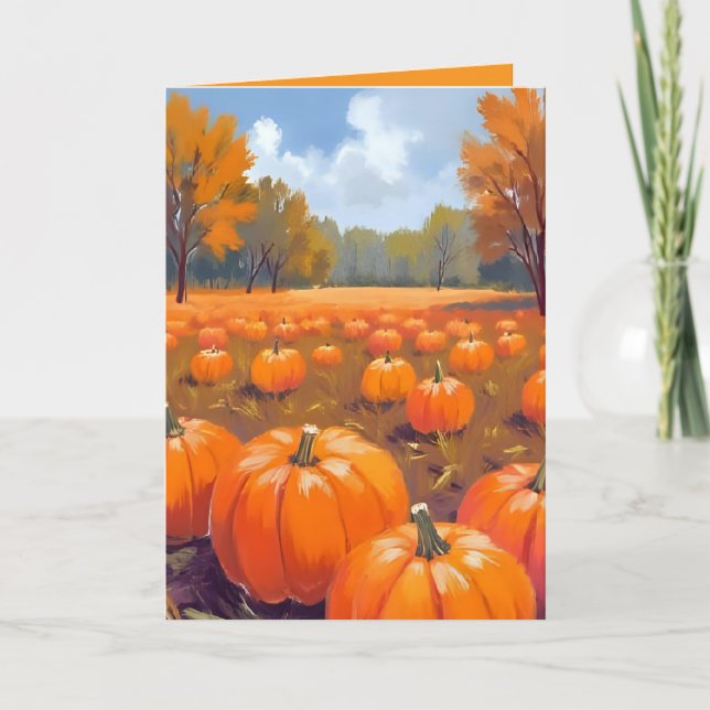 Pumpkin Patch Fall Thanksgiving Watercolor Kort (Framsida)