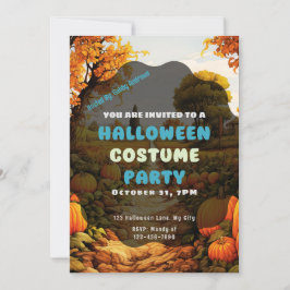 Pumpkin Patch Fall Träd Löv Autumn Halloween Inbjudningar