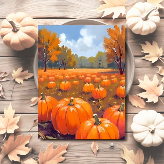 Pumpkin Patch Fall Watercolor Helg Vykort (Skapare uppladdad)