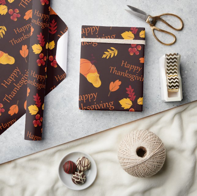 Pumpkin Patch & Falling Löv Happy thanksgiving Presentpapper (Hantverk)