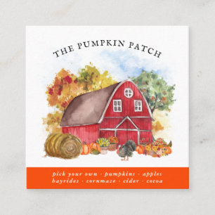 Pumpkin Patch Family Farm Rustic Barn Fall Fyrkantigt Visitkort