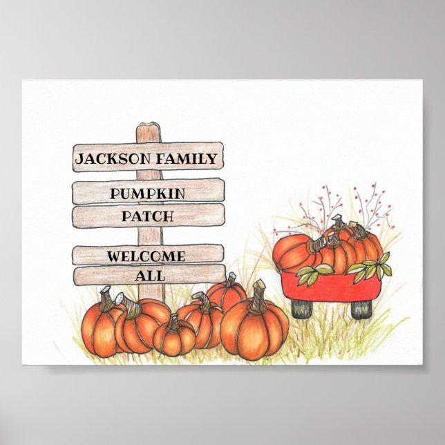 Pumpkin Patch Family Namn Poster (Framsidan)