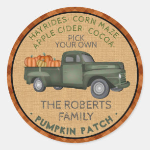 Pumpkin Patch Farm Rustic Fall Pached Vintage Last Runt Klistermärke