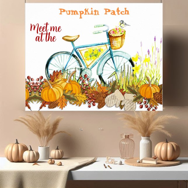 Pumpkin Patch Farmhouse Höst färger Bicycle Ride Poster (Pumpkin Patch Farmhouse Fall Colors Bicycle Ride Poster)