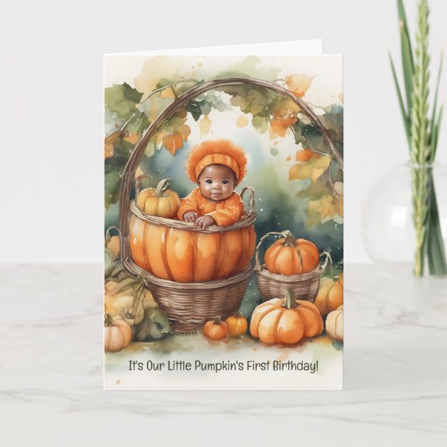Pumpkin Patch First Birthday-firandet! Anteckningskort (Framsida)
