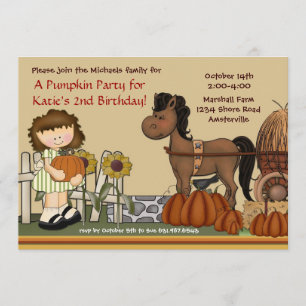 Pumpkin Patch Girl Brunette-inbjudan Inbjudningar