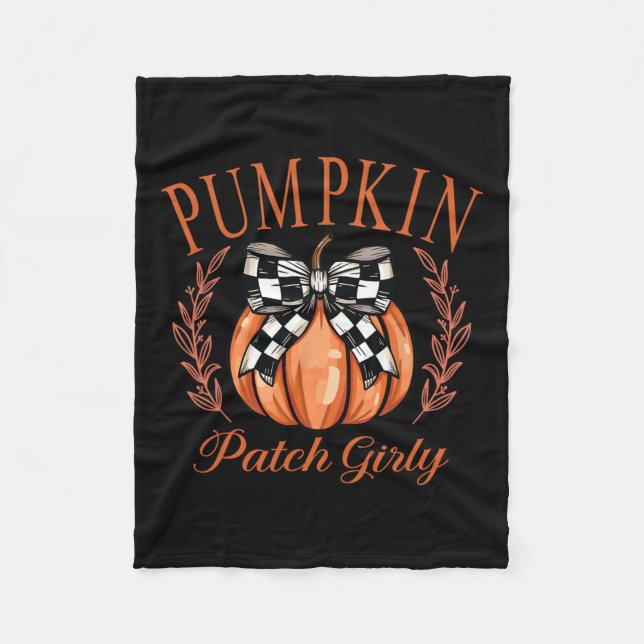 Pumpkin Patch Girly checkade Coquette Bow Thanksg Fleecefilt (Framsidan)