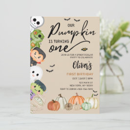 Pumpkin Patch Halloween 1:a födelsedagsinbjudan Inbjudningar
