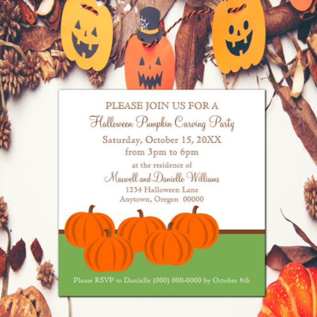 Pumpkin Patch Halloween-inbjudan Inbjudningar (Pumpkin Patch Halloween Invitation)