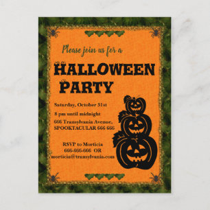 Pumpkin Patch Halloween-inbjudan Vykort