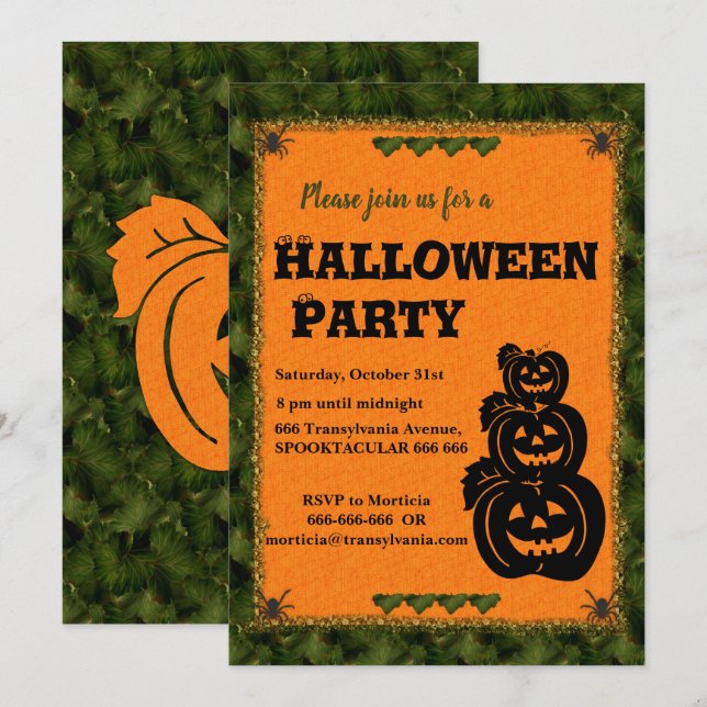 Pumpkin Patch Halloween Inbjudningar (Fram/baksida)