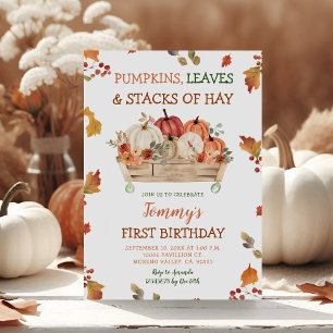 Pumpkin Patch Hays Lämnar Rustic Autumn Birthday Inbjudningar