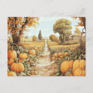 Pumpkin Patch Höst löv Träd Halloween Helg Vykort