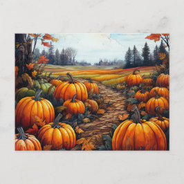 Pumpkin Patch Höst löv Träd Halloween Helg Vykort