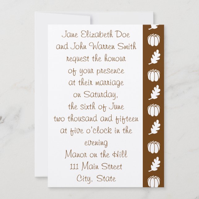 Pumpkin Patch i Chocolate Wedding-inbjudan Inbjudningar (Framsida)