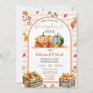 Pumpkin Patch joint syskon födelsedagskalender - h Inbjudningar