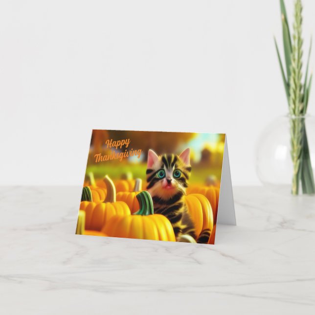 Pumpkin Patch Kitten Thanksgiving Card Helgkort (Framsida)