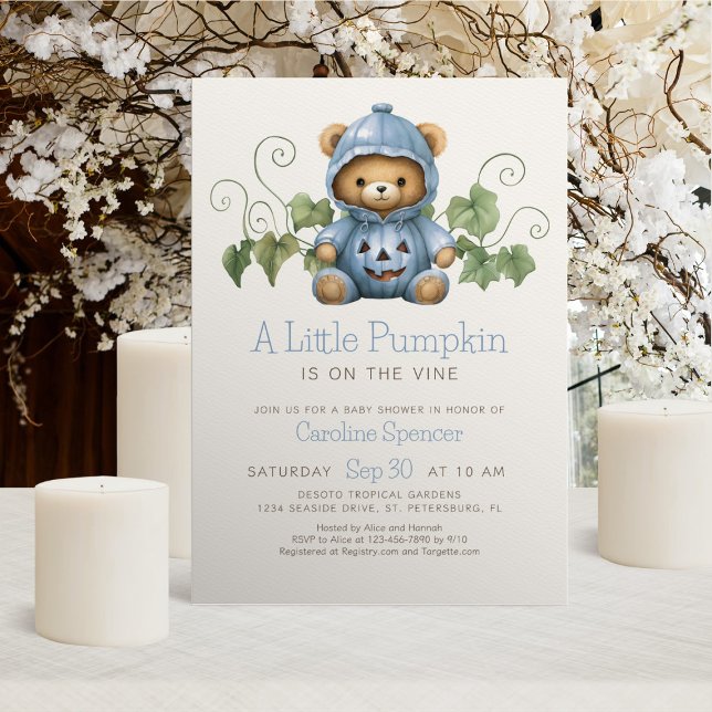 Pumpkin Patch minimalist Boy Baby Shower Inbjudningar (Skapare uppladdad)