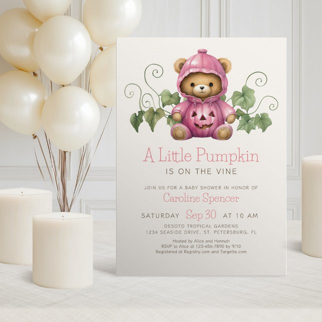 Pumpkin Patch Minimalist Girl Baby Shower Inbjudningar (Skapare uppladdad)