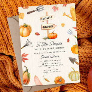 Pumpkin Patch Neutralt Fall Baby Shower Inbjudningar