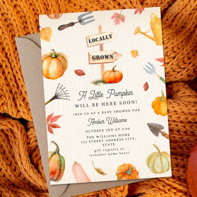 Pumpkin Patch Neutralt Fall Baby Shower Inbjudningar (Skapare uppladdad)