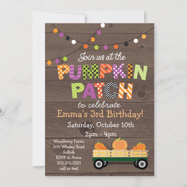 Pumpkin Patch Party-inbjudan Inbjudningar (Framsida)