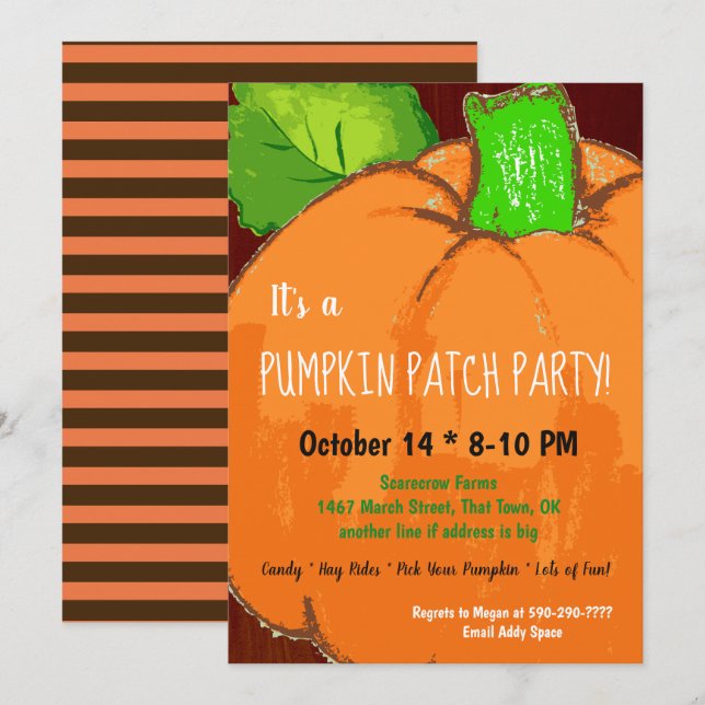 Pumpkin Patch Party-inbjudan Inbjudningar (Fram/baksida)