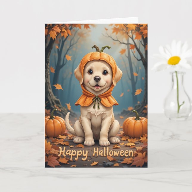 Pumpkin Patch Puppy Cuteness Overload Halloween Kort (Liten växt)
