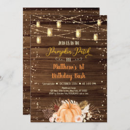 Pumpkin Patch Rustic String Ljus Birthday Inbjudningar