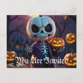 Pumpkin Patch Skeleton Assion Inbjudan Vykort