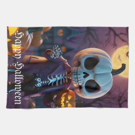 Pumpkin Patch Skeleton Assion Kökshandduk