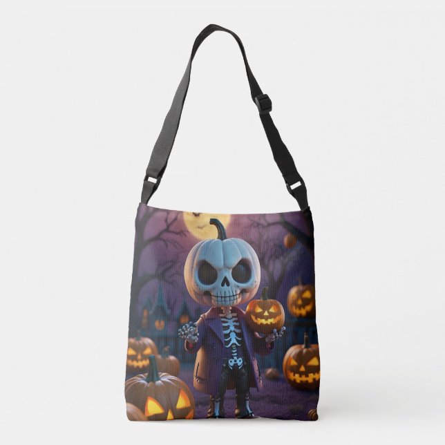 Pumpkin Patch Skeleton Assion Tote Axelväska (Baksida)