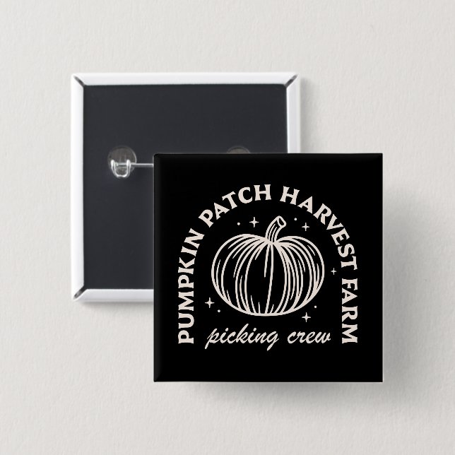 Pumpkin patch-skördegrupp för plockbesättning knapp (Framsida & baksida)