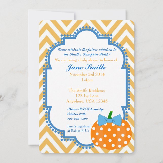 Pumpkin Patch Thords Baby Shower-inbjudan Inbjudningar (Framsida)