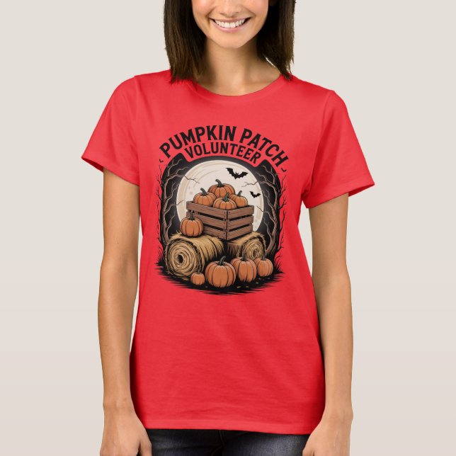 Pumpkin Patch Volunteer Halloween T Shirt (Framsida)