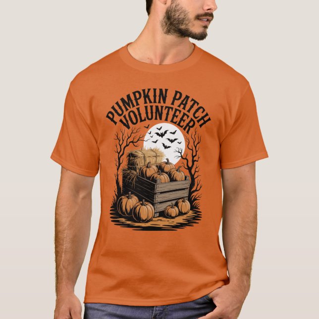 Pumpkin Patch Volunteer Halloween T Shirt (Framsida)