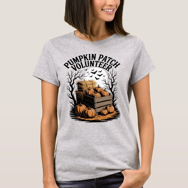 Pumpkin Patch Volunteer Halloween T Shirt (Framsida)