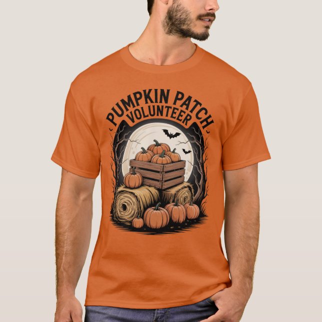 Pumpkin Patch Volunteer Halloween T Shirt (Framsida)
